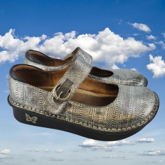 Alegria Shoes - Alegria Paloma Chain Mail Silver Mary Janes Clogs